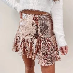 Indie Collection New Arrivals Gold Sequin Mini Skirt