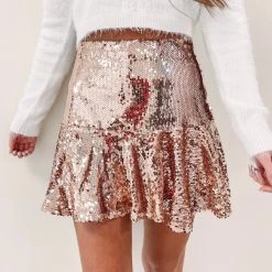 Indie Collection New Arrivals Gold Sequin Mini Skirt