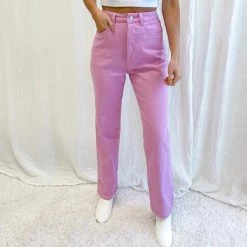 Indie Collection New Arrivals Pink/Lavender Straight Jeans