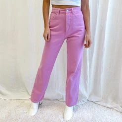 Indie Collection New Arrivals Pink/Lavender Straight Jeans