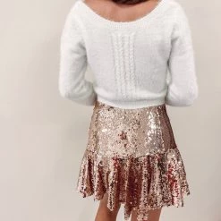 Indie Collection New Arrivals Gold Sequin Mini Skirt
