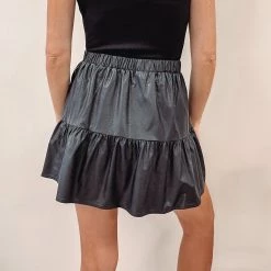 Indie Collection Faux Leather Ruffle Skirt Clothes