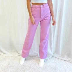 Indie Collection New Arrivals Pink/Lavender Straight Jeans