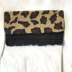 Indie Mae Cheetah Beaded Crossbody/Clutch