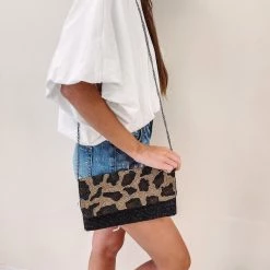 Indie Mae Cheetah Beaded Crossbody/Clutch
