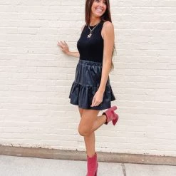 Indie Collection Faux Leather Ruffle Skirt Clothes