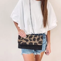 Indie Mae Cheetah Beaded Crossbody/Clutch