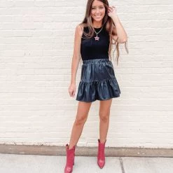 Indie Collection Faux Leather Ruffle Skirt Clothes