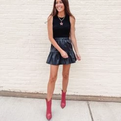 Indie Collection Faux Leather Ruffle Skirt Clothes