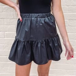Indie Collection Faux Leather Ruffle Skirt Clothes