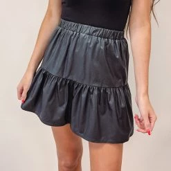 Indie Collection Faux Leather Ruffle Skirt Clothes