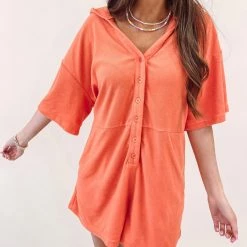 Indie Collection Vacay Collection Orange Terry Romper