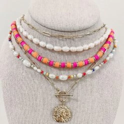 Indie Collection Vacay Collection Orange + Pink Necklace