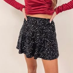 Indie Collection Black Sequin Mini Skirt New Arrivals