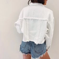 Indie Collection White Frayed Denim Jacket New Arrivals