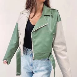 Indie Collection Green Faux Leather Jacket