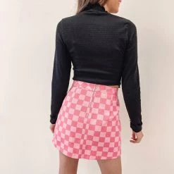 Indie Collection Checkered Pink Skirt