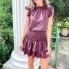 Indie Collection Snakeprint Smocked Dress - Burgundy New Arrivals