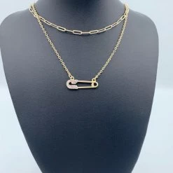 Indie Mae Double Layer Safety Pin Necklace