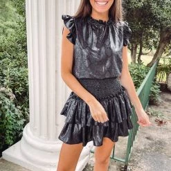 Indie Collection New Arrivals Snakeprint Smocked Dress - Black