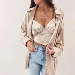 Indie Collection New Arrivals Cindy Satin Crop Top