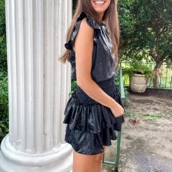 Indie Collection New Arrivals Snakeprint Smocked Dress - Black