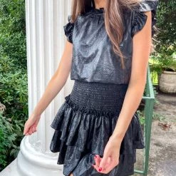 Indie Collection New Arrivals Snakeprint Smocked Dress - Black