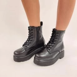 Indie Collection Blaze Combat Boots - Black New Arrivals