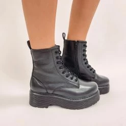 Indie Collection Blaze Combat Boots - Black New Arrivals