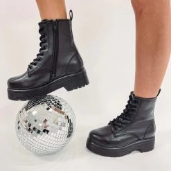 Indie Collection Blaze Combat Boots - Black New Arrivals