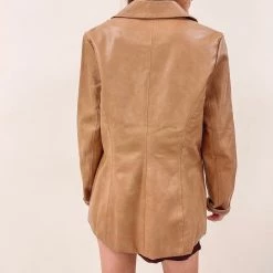 Indie Collection Jackets/Shackets/Flannels Sloane Faux Leather Blazer - Tan