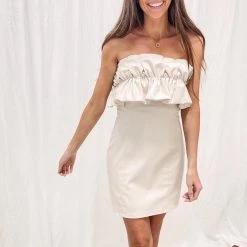 Indie Collection Dresses + Rompers Cream Ruffle Dress