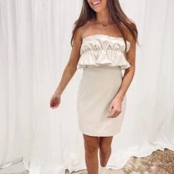 Indie Collection Dresses + Rompers Cream Ruffle Dress