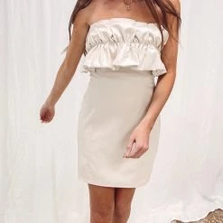 Indie Collection Dresses + Rompers Cream Ruffle Dress