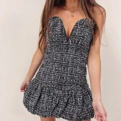 Indie Collection Tweed Ruffle Mini Dress New Arrivals
