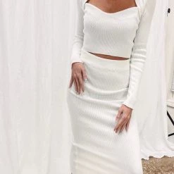 Indie Collection Ribbed Midi Skirt + Crop Set