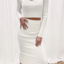 Indie Collection Ribbed Midi Skirt + Crop Set