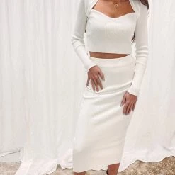 Indie Collection Ribbed Midi Skirt + Crop Set