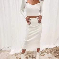 Indie Collection Ribbed Midi Skirt + Crop Set