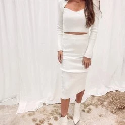 Indie Collection Ribbed Midi Skirt + Crop Set