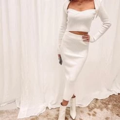 Indie Collection Ribbed Midi Skirt + Crop Set