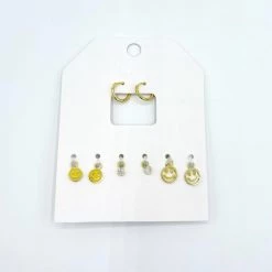 Indie Collection New Arrivals Smile Charm Huggie Earring Set
