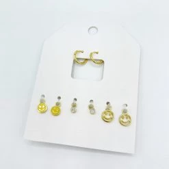 Indie Collection New Arrivals Smile Charm Huggie Earring Set