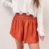 Indie Collection Adair Smocked Shorts - Rust