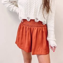 Indie Collection Adair Smocked Shorts - Rust
