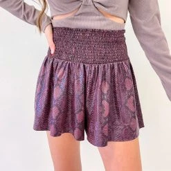 Indie Collection New Arrivals Burgundy Snakeprint Adair Shorts