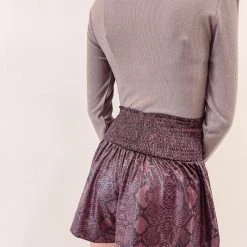 Indie Collection New Arrivals Burgundy Snakeprint Adair Shorts