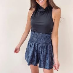 Indie Collection Navy Snakeprint Adair Shorts Bottoms