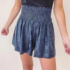 Indie Collection Navy Snakeprint Adair Shorts Bottoms