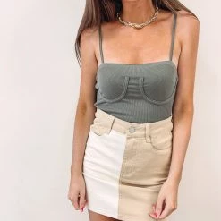 Indie Collection New Arrivals Two Toned Tan Skirt